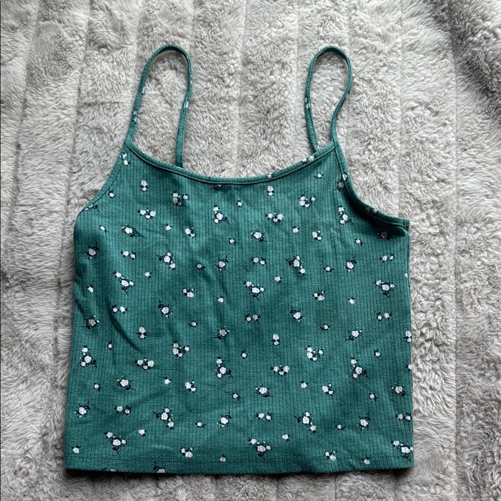 American Eagle Outfitters Green Sleeveless Crop Camisole
